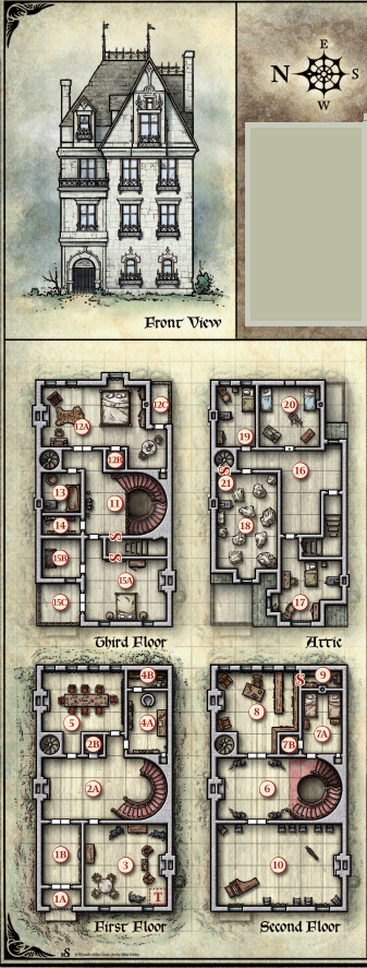 Curse Of Strahd Death House Maps Curse Of Strahd Death House Maps